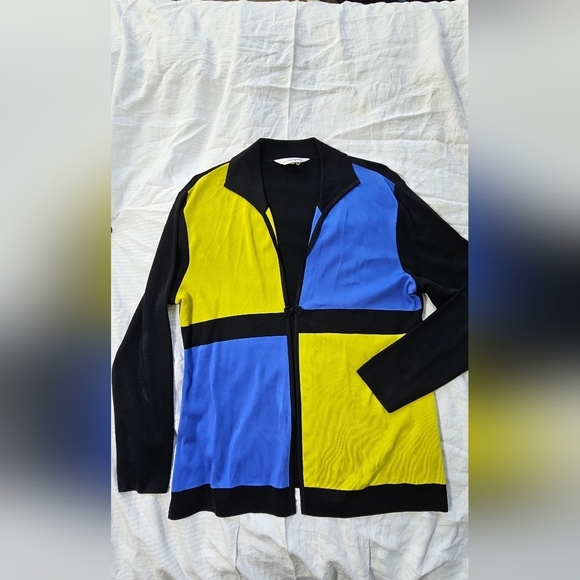 Misook Sweaters - Colorblock Zip-Up Sweater